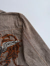 Vintage Knockout Jeans | Heavy Embroidered Eagle Crown Denim Jacket | Grey Wash (L/XL)