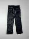 Vintage Black Leather Quilted Knee Biker Pants (W:34) (L:42)
