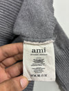 Ami Paris Grey Melange Cardigan with Red Ami de Coeur Logo (XL)