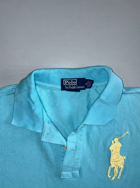 Polo Ralph Lauren Sky Blue Big Pony Polo Yellow #3 Sleeve (M)