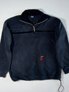 Vintage 90s Asics Sport "The Soccer Player" Quarter-Zip Fleece – Black | (XL)