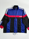 Vintage 90s Adidas Trefoil Colour-Block Track Jacket – Blue/Black/Red (2XL)