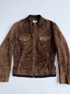Tex Casual Brown Suede Leather Moto Jacket (Women’s (S)