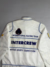 Vintage Intercrew Formula 1 Racing Team Jacket  White Blue Patches (L)