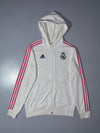 Adidas Real Madrid White Full Zip Hoodie with Pink 3-Stripes (L)