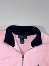 Polo Ralph Lauren Pink Full-Zip Jacket with Navy Collar and Pony Logo (XS)