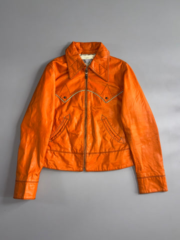 Amisu Metallic Orange  Leather Western Jacket (S)
