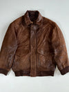 Vintage Marc New York Brown Leather Bomber Jacket (L)