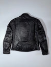 Frank Thomas Black Leather Racing Jacket Armored Motorcycle Jacket, (M/L)