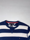 Tommy Hilfiger Navy Striped Linen Cotton Sweater – Crewneck, (M)