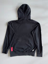 Adidas Black Graphic Print Hoodie with Striped Sleeves (M)