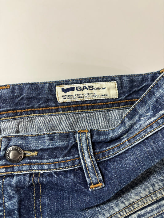 Y2K GAS Distressed Wide Leg Jeans – Dark Wash (W:32) (L:38)