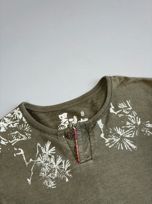 Vintage Big Train Back Print Tiger  Crewneck Sweatshirt | Olive (L)