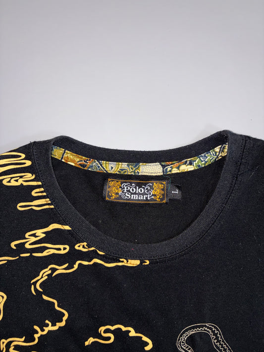 Polo Smart | Black Samurai Tiger Graphic Tee (L)