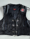 Vintage Euro Stars Harley Davidson Patch Lace-Up Leather Biker Vest (XL)