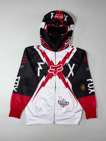 Fox Racing Full Face Mask Zip Hoodie Red White Black  (S)