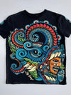 Ay Güey! Vintage Black Aztec Warrior Graphic T-Shirt (S)