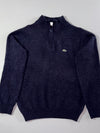 Vintage Lacoste Navy Wool Quarter-Zip Sweater (S)