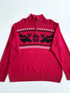 Chaps Red Fair Isle Moose Knit Quarter-Zip Sweater (2XL)