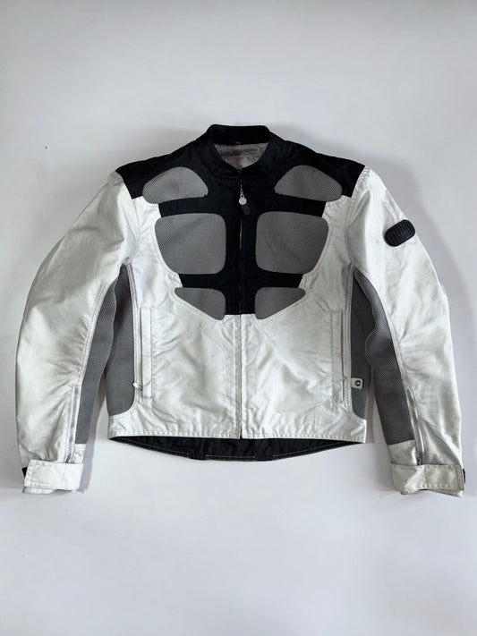 BMW Motorrad AirFlow White Mesh Panelled Armoured Motorcycle Riding Jacket (Paded) (M)