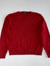 Polo Ralph Lauren Red Crewneck Knit Sweater with Navy Pony Logo, Size(M)