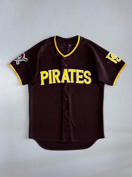 Pittsburgh Pirates Fully Embroidered MLB Baseball Jersey
Brown & Gold — Button-Up Alternate (L)