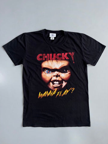 Chucky | Wanna Play? Black Graphic Tee | (S)