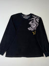 Big Train Japanese Dragon Embroidered Long Sleeve T-Shirt – Black (XL)