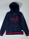 Roots Beaver Logo Full-Zip Hoodie Navy with Red Stripe Trim (S)