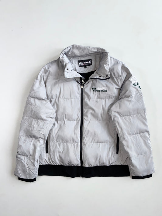Big Train Osaka Grey Puffer Jacket with Embroidered Logo (M)