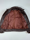 Vintage 70s Brown Braided Leather Bomber Jacket (M)