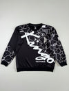 Kingo The Power Black All-Over Graphic Crewneck Sweatshirt (XL)