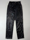 Vintage Mix Black Leather Straight Leg Pants (W:25) (L:42)