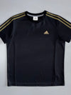 Adidas 3-Stripe Performance Tee – Black & Gold (M)