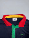 Vintage Fila Classic Colourblock Long Sleeve Polo – Navy/Red/Yellow/Green (L)