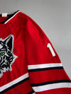 Vintage Wolves Hockey Jersey – Red/Black, Athletic Knit (XL)