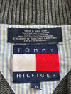 Tommy Hilfiger Charcoal Grey Cable Knit Quarter-Zip Sweater with Flag Logo (XL)