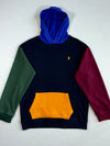 Polo Ralph Lauren Colour Block Hoodie – Navy, Green, Burgundy & Orange Pocket (S)