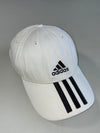 Adidas Baseball 3-Stripes White Cap – Black Embroidered Logo (Adjustable)