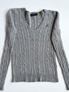 Polo Ralph Lauren Women's Grey Cable Knit V-Neck Sweater women’s(S)
