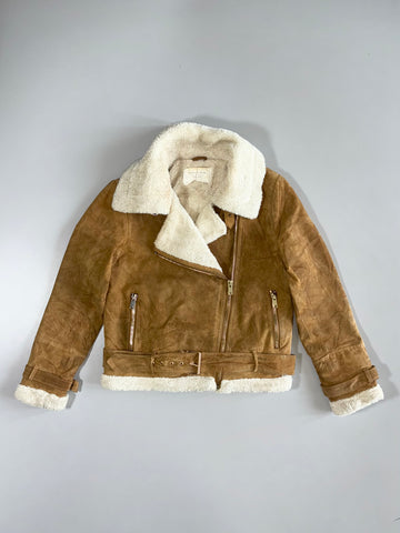 Zara Womens Outerwear Premium Original Sued Leather Jacket (Furr Inside (S/M)