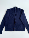 Vintage Polo Ralph Lauren Lambswool Cardigan with Leather Buttons – Navy (L)