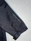 Y2K Nike Black Track Jacket – White Shoulder Stripes, Mini Swoosh (XL)