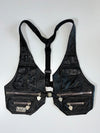 Uncle Sam Sportswear Co. Vintage Black Leather Tactical Chest Rig / Holster Vest (M)