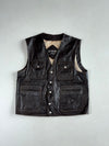 Ye Sol Leather Itaewon Seoul Dark Brown Leather Utility Vest, 4 Pockets, (S)