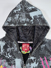 Crash House Skeleton Floral (Embroidered) Print Zip Hoodie (2XL)