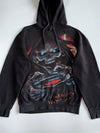 Spiral Direct “Gamers Never Die They Respawn” Skull All-Over Print Black Hoodie (L)