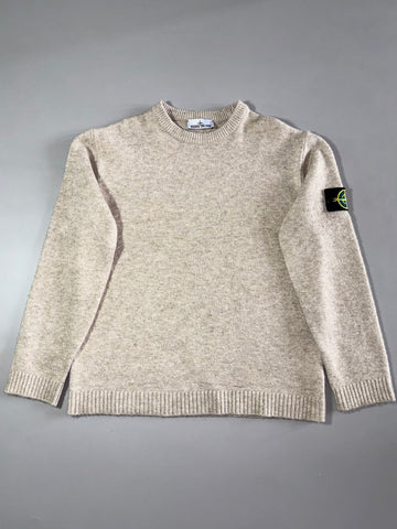 Stone Island Oatmeal Beige Wool Crewneck Sweater – Compass Badge (M)