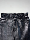 Vintage Black Leather Quilted Knee Biker Pants (W:34) (L:42)