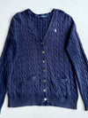 Ralph Lauren Navy Cable Knit Cardigan with Pockets (M)